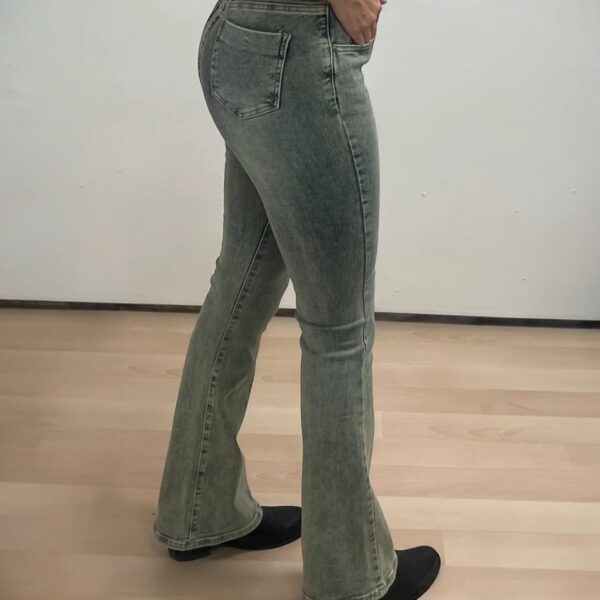 flared high waist jeans lichtgrijs - Afbeelding 2