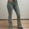 flared high waist jeans lichtgrijs