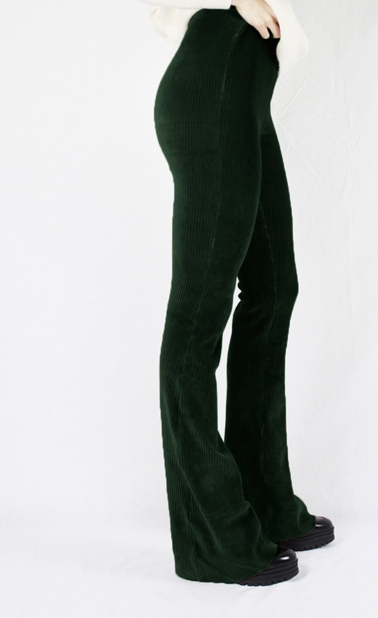 Ribbed flared pants black