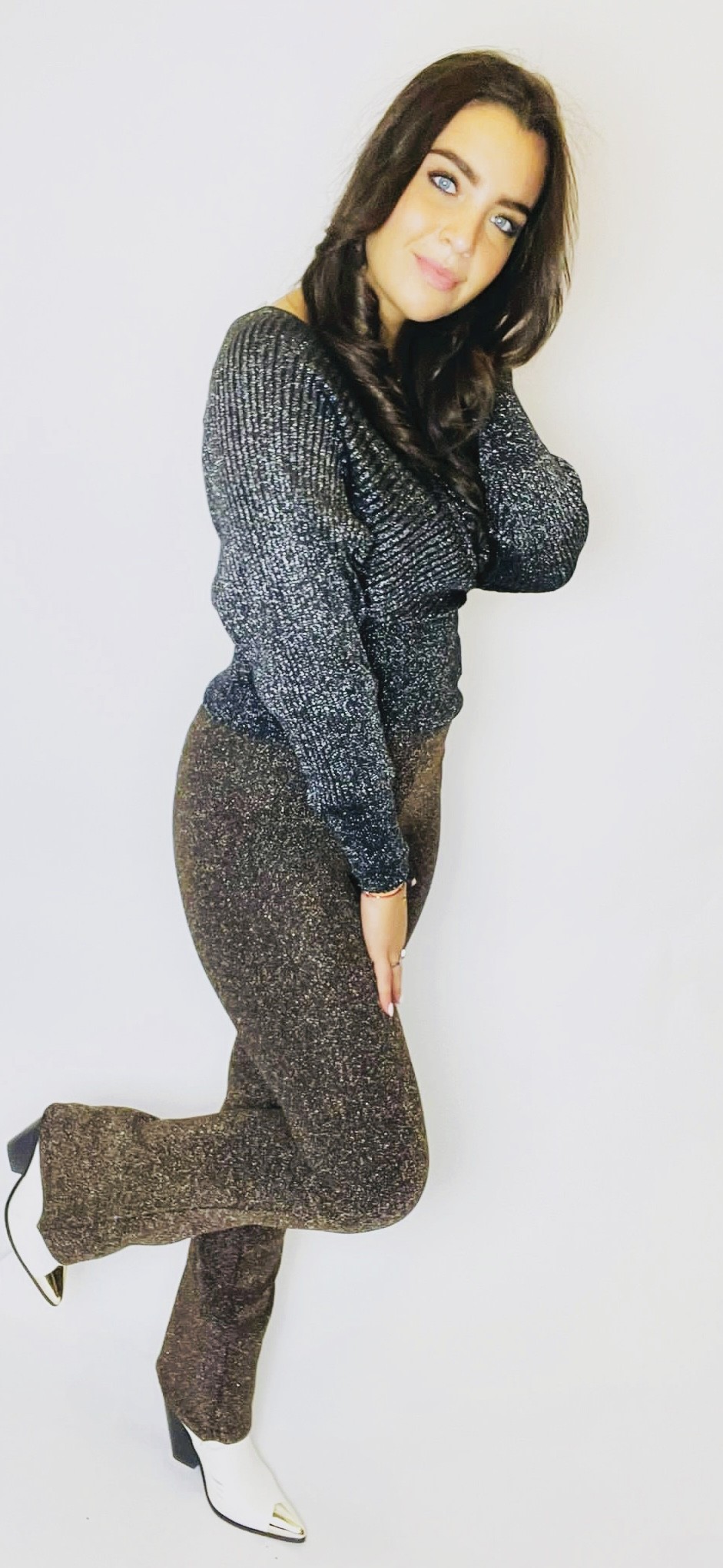 Glitter flared broek