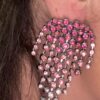 Kwastjes strass oorbellen pink