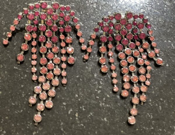 Kwastjes strass oorbellen pink