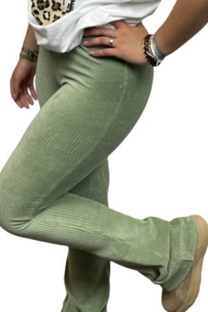 Lemmy mint rib flared broek