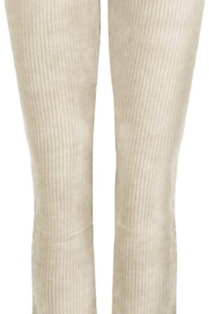 Lemmy Beige rib flared broek