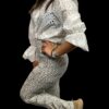 Soft flaired pants offwhite/black spot
