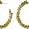 Earrings stainless steel hoop blue stone