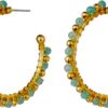 Earrings stainless steel hoop blue stone