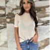 Beige light glitter basic short sleeve top