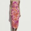 Jurk met bedrukt tule Strapless