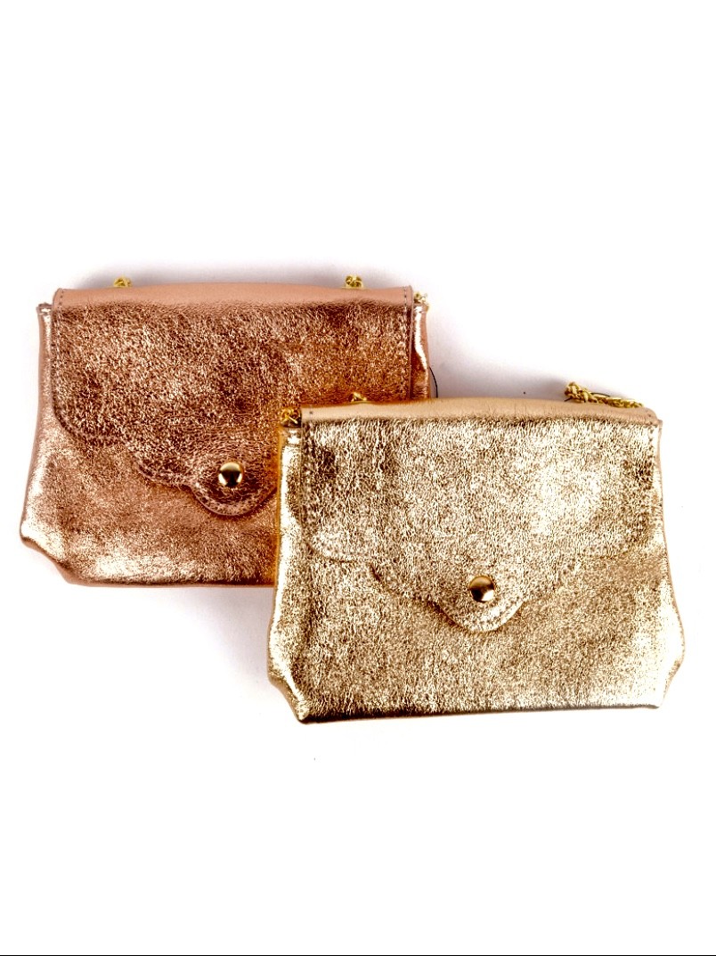 Lederen schoudertasje Metallic