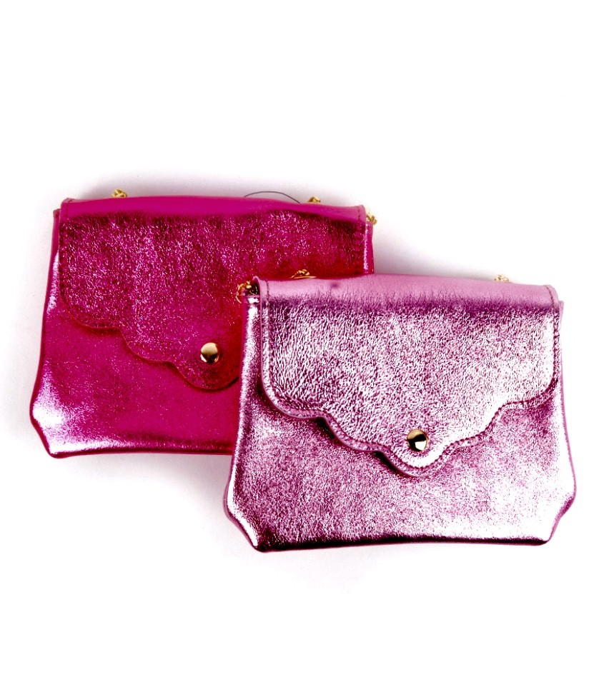 Lederen schoudertasje Metallic