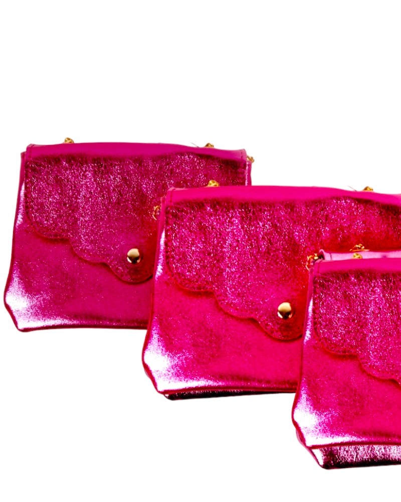 Lederen schoudertasje Metallic