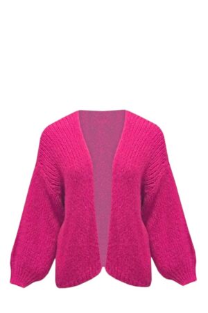 Grof gebreide vest fuchsia roze Ambika