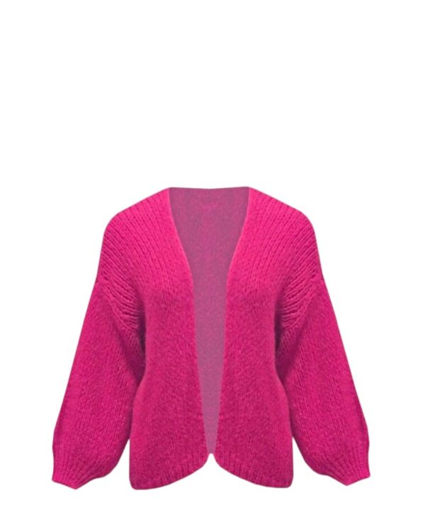 Grof gebreide vest fuchsia roze Ambika