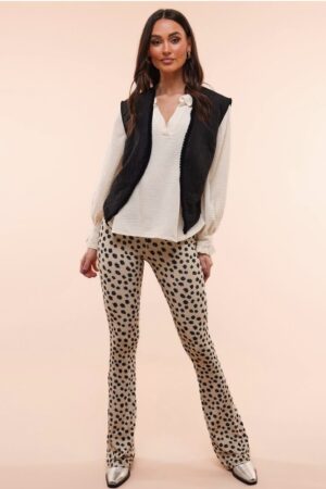Elin soft flared light sand black flowers Ambika