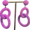 Oorhangers met dubbele ringen glas kralen