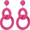 Oorhangers met dubbele ringen glas kralen