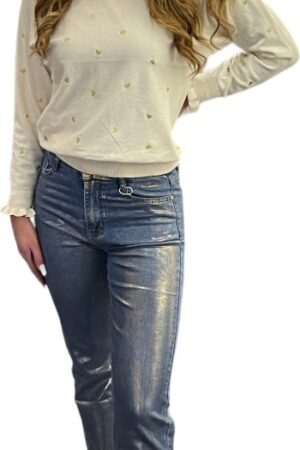 Metallic jeans blauw