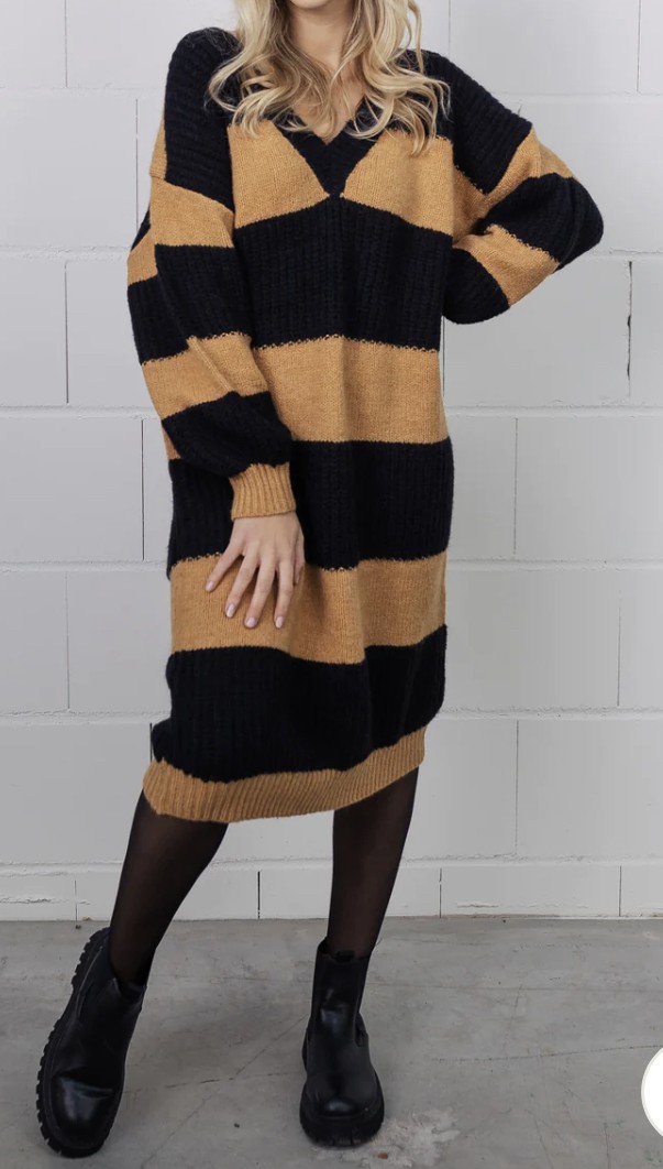 Striped dress sweet brown black