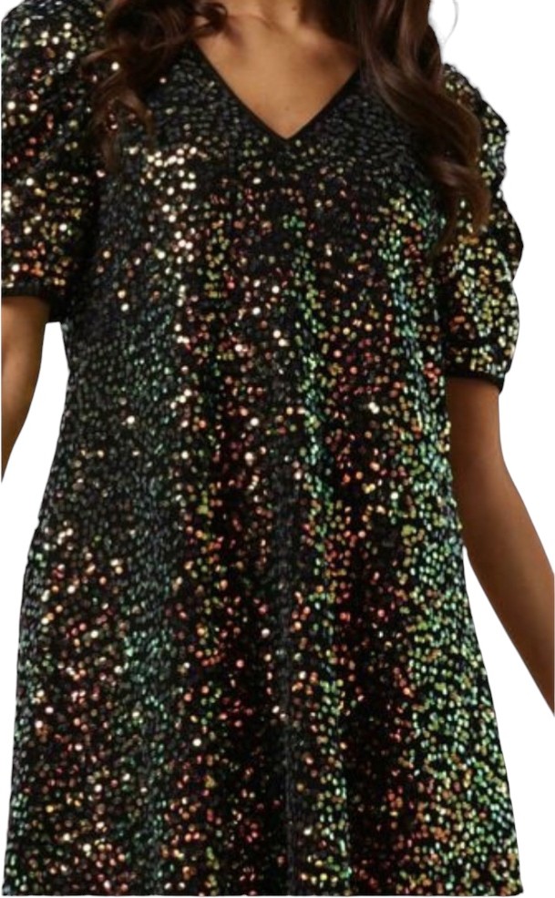Party pailletten glitter v- hals dress