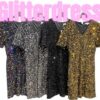 Party pailletten glitter v- hals dress