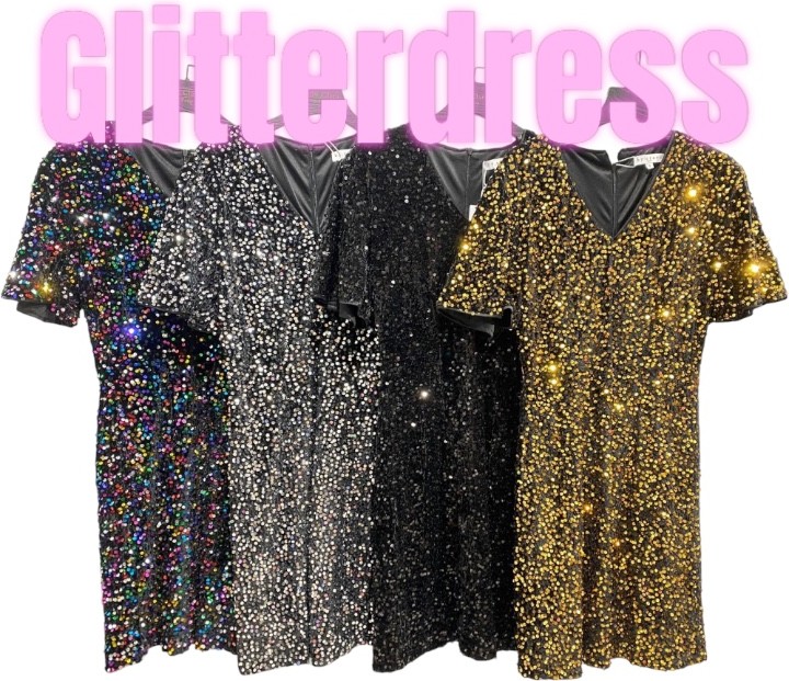 Party pailletten glitter v- hals dress