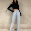 Amalia extra long straight leg jeans licht blauw