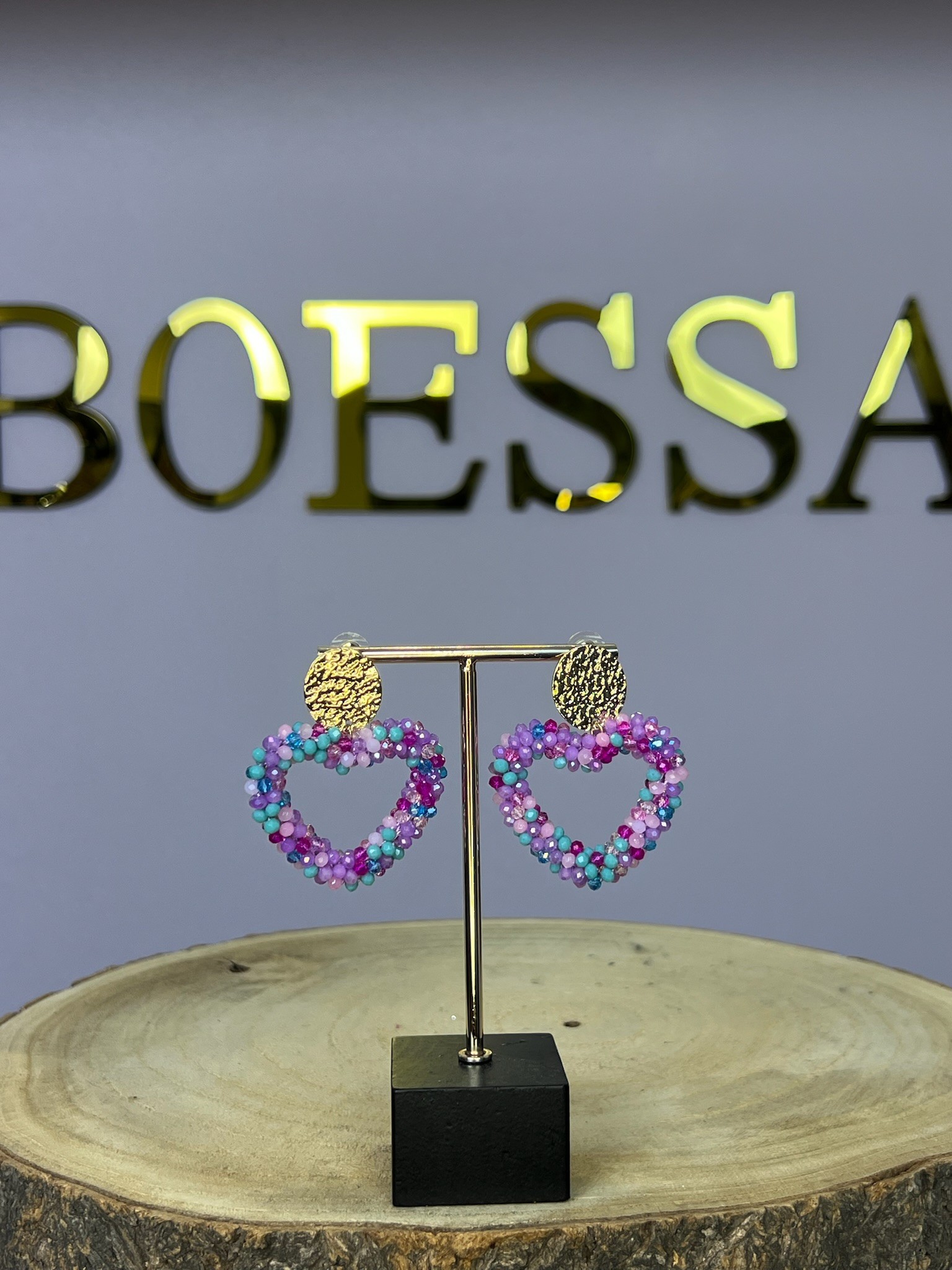 Oorbel rainbow kraaltjes hart