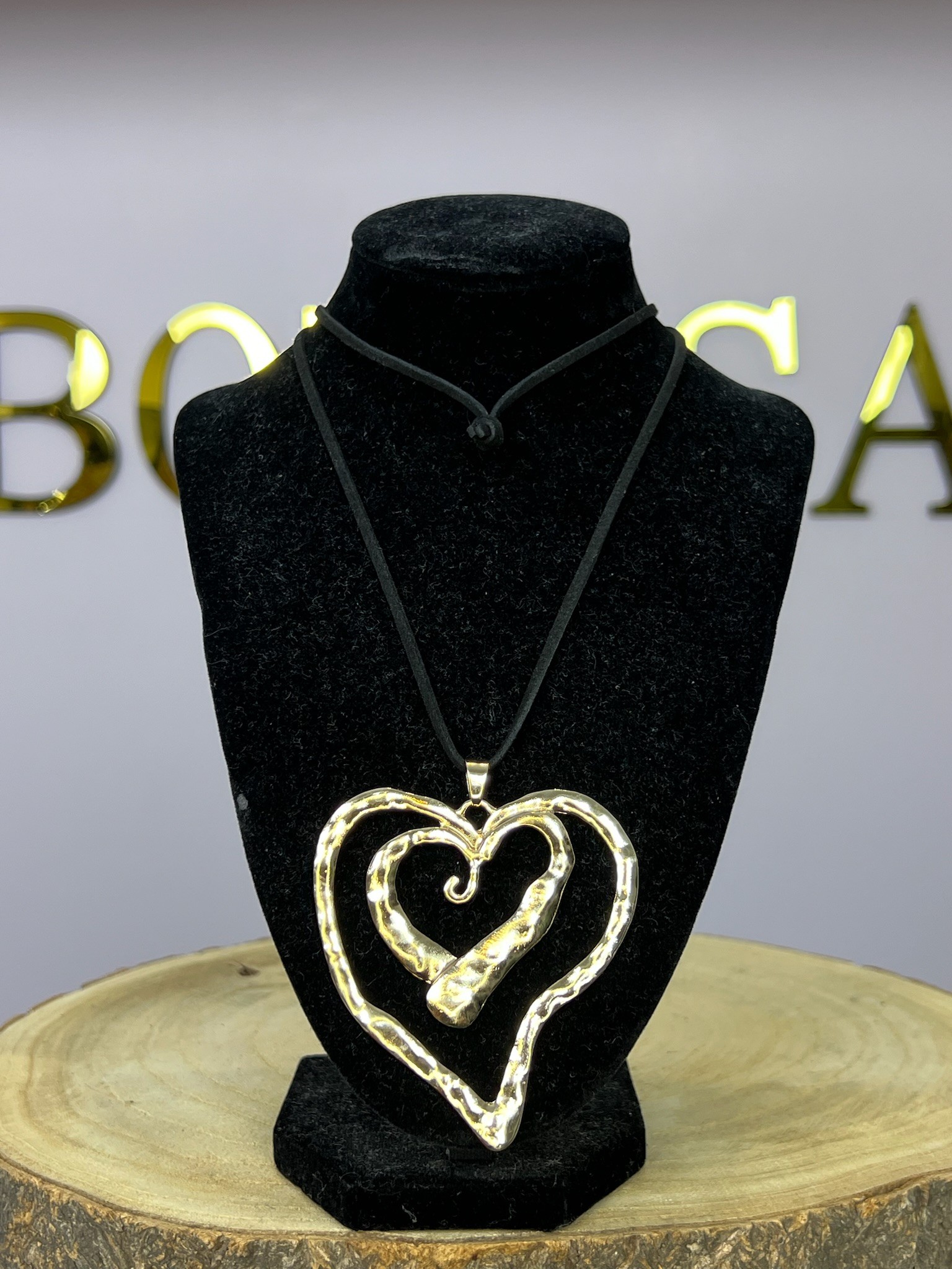 Goud dubbel hart necklace